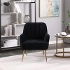 Vynxaria Black Velvet Fabric Accent Chair with Gold Legs for Living Room and Bedroom - 4 of 4