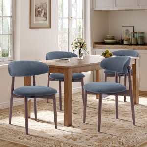 Set of 2 Modern Upholstered Wood Dining Chairs with Fabric Seat and Foot Pegs, Kitchen Side Chairs for Dining Room or Cafe - 1 of 4