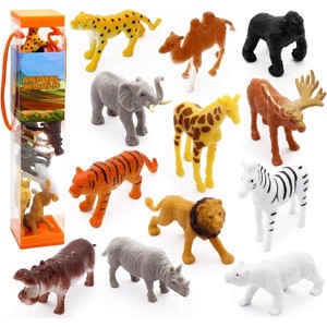 12-Piece Wild Jungle Animal Figurines - Realistic Lion, Elephant & Giraffe Set for Ages 3+ - 1 of 4
