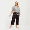 Anna-Kaci Lounge Women's 2-Piece Set Soft Knit Short Sleeve Top and Heart Print Capri Pajama Pants with Stretch Waist Tie - 3 of 4