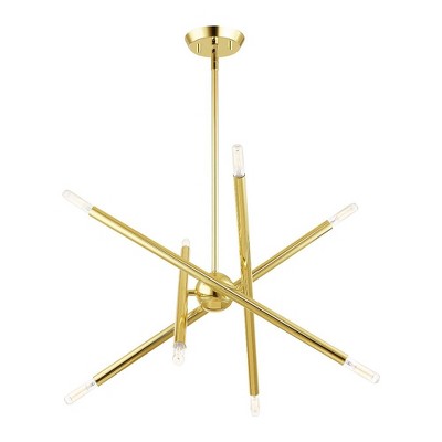 Polished Brass and Crystal 8-Light Chandelier