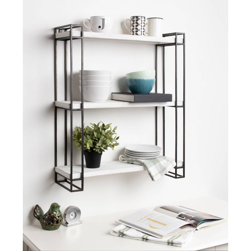 30" x 26" Lintz Wood and Metal Floating Wall Shelves - Kate and Laurel All Things Decor, 5 of 11
