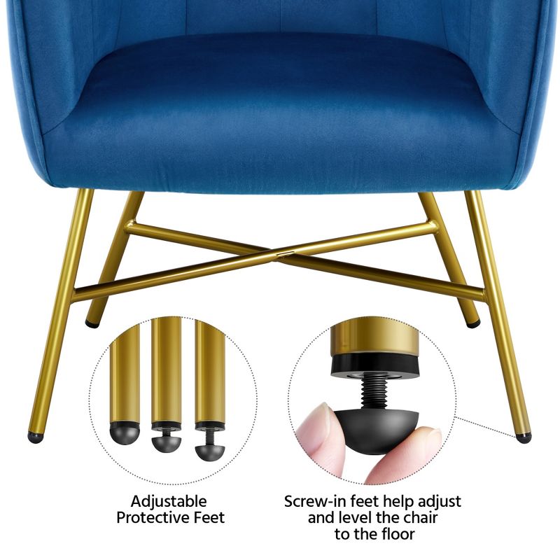 Yaheetech Velvet Upholstered Accent Chair with Backrest Armrest for Living Room, 5 of 7