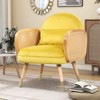 Rattan Dining Chairs, Upholstered Chairs with Armrest, Accent Rattan Chair for Living Room - 2 of 4