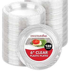 Stock Your Home 6-Inch Clear Plastic Dessert Plates (120 Pack) Flexible Disposable Clear Plates for Dessert & Appetizers - 1 of 4