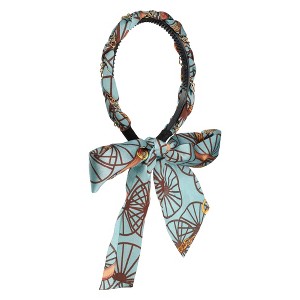 Unique Bargains Women's Fashion Retro Satin Cross Knotted Fabric Headband 4.72" ID Blue 1 Pc - 1 of 4