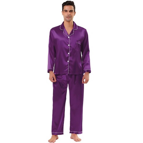Jacquard Satin Pajamas Set 2PCS Men Sleepwear Lounge Wear Spring New  Pyjamas Shirt&Pants Casual Nightwear Home Clothes