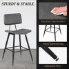 Arceso 24.5" Counter Height Bar Stools Set of 2, Black Faux Leather Upholstered Barstools with Back Footrest and Metal Legs, Armless Bar Chairs - 4 of 4