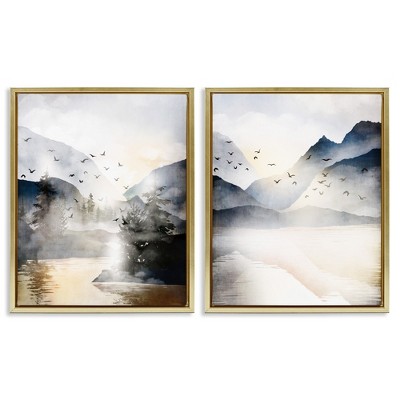 Stupell Industries Sunlit Birds Over Lake Landscape, 31" x 25"