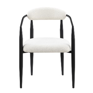 Vynxaria Set of 2 Boucle Dining Chairs with Black Metal Legs - 1 of 4