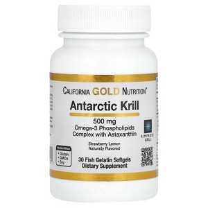Antarctic Krill Oil, 500 mg Omega-3 Phospholipids with Naturally Occurring Astaxanthin, Natural Strawberry & Lemon Flavor, Non GMO, 500 mg, 30 Fish - 1 of 3
