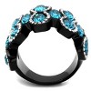 Slickblue Women's Black Statement Ring, Aquamarine and Clear Synthetic Crystals, Curved Sculptural Band, Sizes 5–10 - 3 of 4