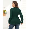 Women's Puff Long Sleeve Peplum Tunic Tops Lace Trim V Neck Ruffle flowy Shirt - 2 of 4
