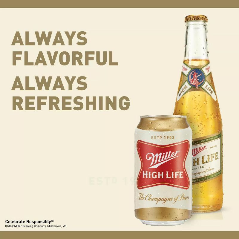 Miller High Life Beer - 24pk/12 fl oz Cans, 4 of 11