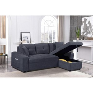 NicBex Pull Out Sectional Sofa L-Shaped Convertible Couch with Storage Chaise and 2 Cup Holders for Living Room,Apartment,Office - 1 of 4