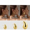Chunky Gold Hoop Earrings, Lightweight Teardrop Drop Earrings, Sterling Silver, Trendy Women's - 2 of 4