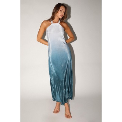 Petal And Pup Womens Melody Plisse Halter Maxi Dress - Navy Gradient L ...