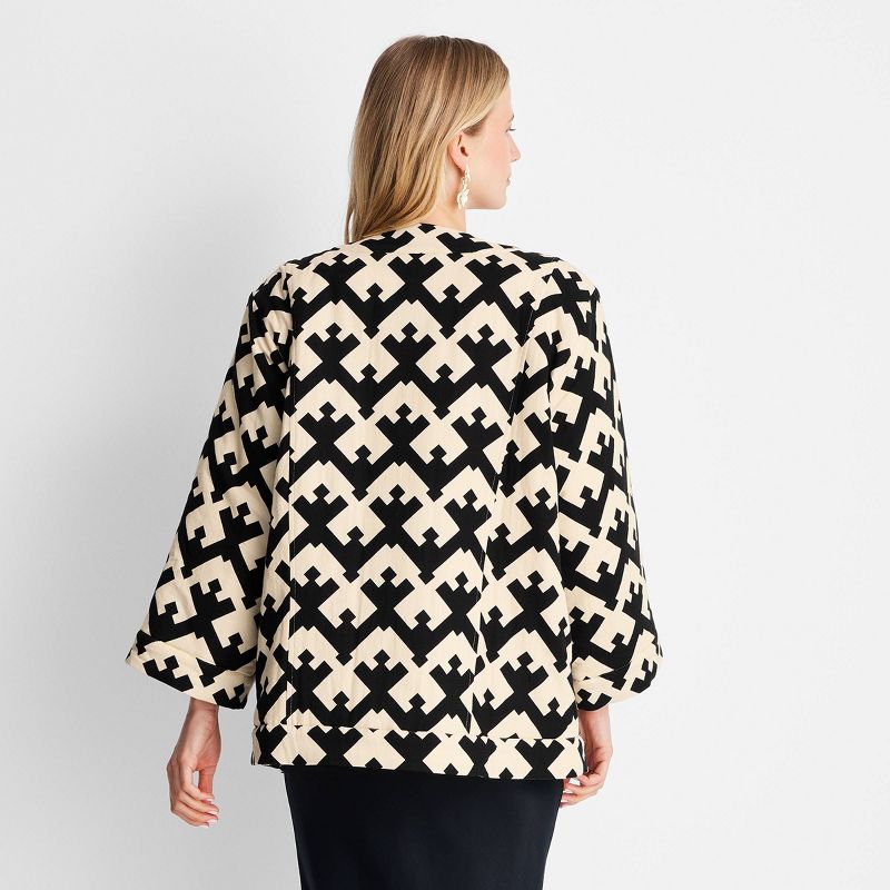 Women's Geo Print Oversized Quilted Jacket - Future Collective™ with Jenny K. Lopez Black/Cream, 2 of 9