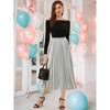 INSPIRE CHIC Women's Party Elastic Waist Metallic Shiny Accordion Pleated Midi Skirt - 2 of 4