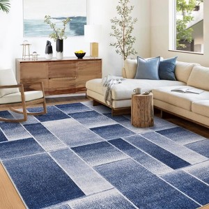 Large Area Rugs 9x12 Stain-Resistant Contemporary Dining Room Rugs, Soft Geometric Floor Mats, Easy Cleaning Modern Accent Carpet, Non-Shedding Rug - 1 of 4