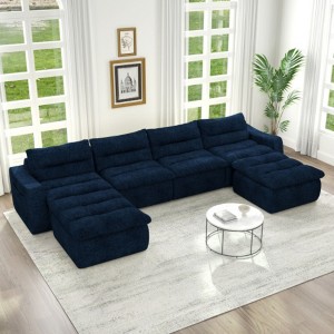 Orange Modular Bean Bag Sofa, No-Assembly Comfort for Living Room - 1 of 4