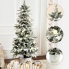 LuxenHome 5Ft Flocked Artificial Tree Potted and Pre-Lit with 100 Lights Green - 2 of 4