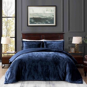 BAGOKIE 3 Pieces Crushed Velvet Bed in a Bag Comforter Set for All Season, - 1 of 4