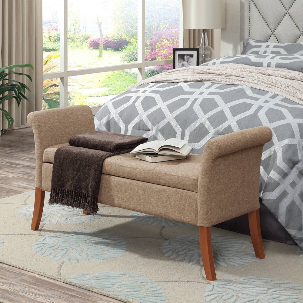 Photos - Pouffe / Bench Designs4Comfort Garbo Storage Bench Tan Fabric - Breighton Home