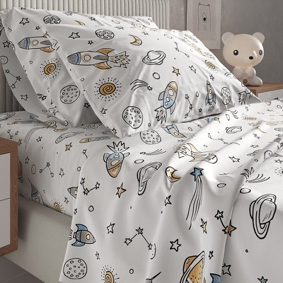 Kids Full Space Print Microfiber Deep Pocket Sheet Set