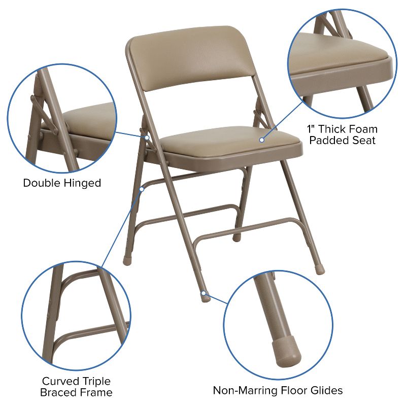 Emma and Oliver 2 Pack Home & Office Portable Party Events Padded Metal Folding Chair, 4 of 12