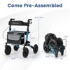 Costway Walker for Seniors Folding Rollator Walker with 9" Pneumatic Tires for All Terrain Blue/Red/Black - 3 of 4
