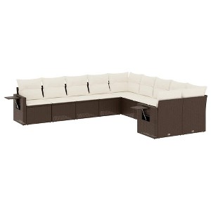 vidaXL Garden Sofa Set Brown and Cream White - 1 of 4