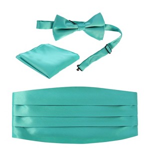 Gioberti Men's Adjustable Satin and Paisley Cummerbund Set - 1 of 2
