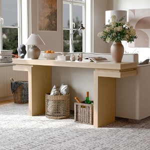Gulches 66" Extra Wide Real Wood Veneered Console Table - Minimalist, Distressed Oak, for Entryway, Living Room - 1 of 4