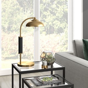 Hudson and Canal 24" Tall Two-Tone Table Lamp with Metal Shade Brass/Matte Black: Mid-Century Design, Adjustable Dome, UL Listed - 1 of 4