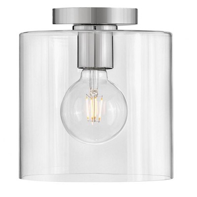 Pippa 8.5" Polished Nickel and Clear Glass Flush Mount Light