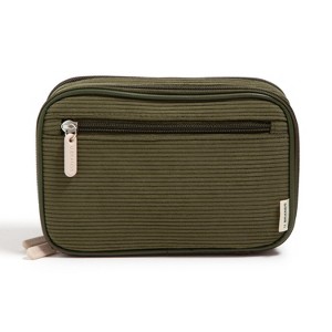 U Brands 8"x5.25" Dual Zip Corduroy Tech Organizer Olive - 1 of 4