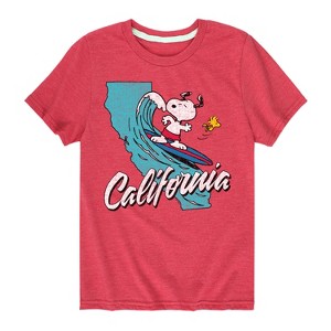 Boys' - Peanuts - California Surfing Snoopy And Woodstock Short Sleeve Graphic T-Shirt - 1 of 4