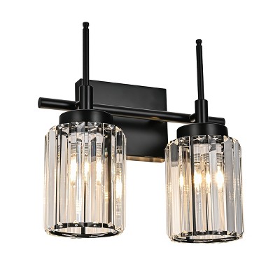 LLHZSY Modern Bathroom Vanity Wall Light Cylinder Bathroom Crystal Wall Sconces - Gold/Black-1/2/3/4/5 light