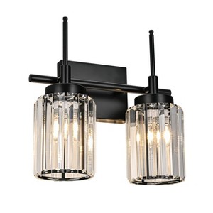 LLHZSY Modern Bathroom Vanity Wall Light Cylinder Bathroom Crystal Wall Sconces - Gold/Black-1/2/3/4/5 light - 1 of 4