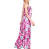 LA LEELA Women's House Daily Routine Evening Wear Boho A line Slit Maxi Dress Smocked Top Evening Long Tube Dresses for Women One Size Pink, Floral - 2 of 3
