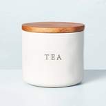 16oz Stoneware Tea Canister with Wood Lid Cream/Brown - Hearth & Hand™ with Magnolia