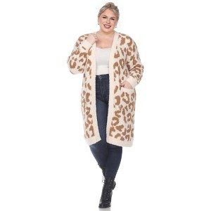 PS Leopard Print Open Front High Pile Fleece  Coat - White Mark - 1 of 4
