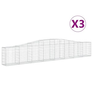 vidaXL Gabion Basket Set of 3 Silver Galvanized Iron Large - 1 of 4