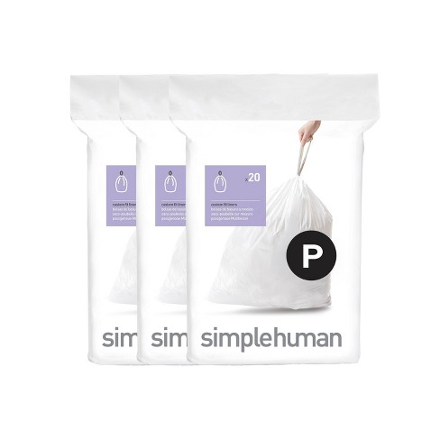 Simplehuman Custom Fit Liners P 50-60L 1 Pack of 20 bags for sale online