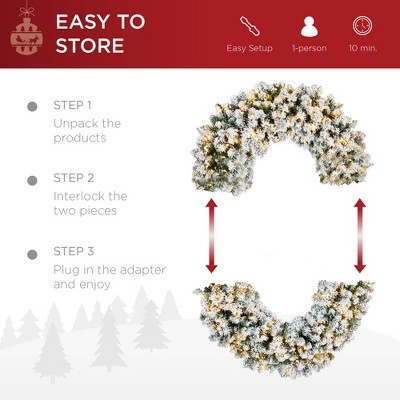 48-Inch Snow-Flocked Pre-Lit LED Christmas Wreath