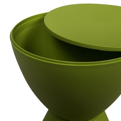 Modern Round Boyd Green Plastic Side Table with Ribbed Leg