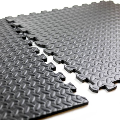 Black Diamond Pattern Interlocking Foam Gym Floor Tiles