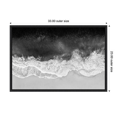 Large Black and White Ocean Wave Framed Canvas Print
