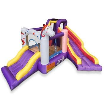 Cloud 9 Unicorn Bounce House with Blower - Inflatable Bouncer with Two Slides and Two Jumping Areas